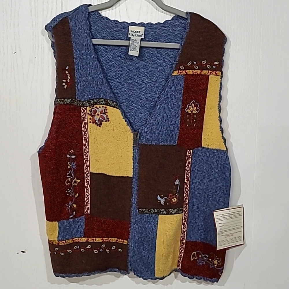 Vintage Koret City Blues Zip Front Vest NWT Size Large